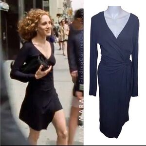 MaxMara V Neck Black Wrap Dress